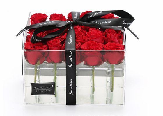 Rose Flower Clear Acrylic Display Cubes Shatter Resistant Easy To Clean