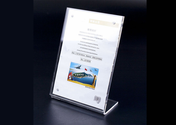 L Shape Custom Acrylic Sign Holder Magnet Table Sign Holders Eco Friendly