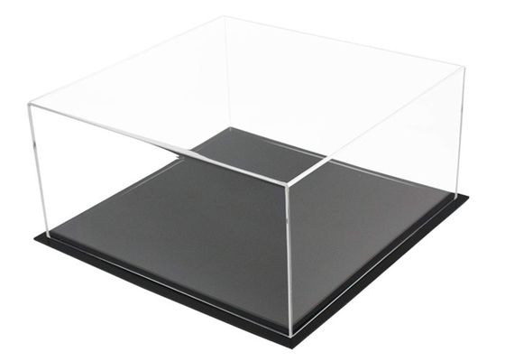 Supermarket Clear Acrylic Display Boxes Eco Friendly Durable With Black Base