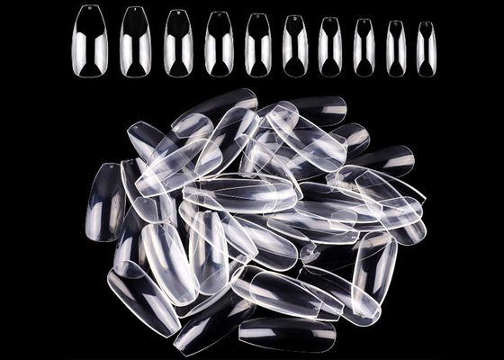 Press On Thin Acrylic Nails Clear Full Cover Coffin Shaped Nail Tips Non Toxic