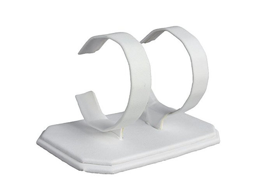 White Acrylic Watch Display Stand Holds 2 Watches Environmental Protection