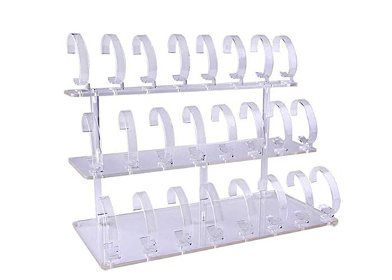 Clear Acrylic Jewelry Organizer Acrylic Watch Display Case 3 Tier Detachable Design