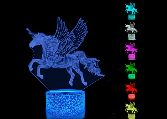 Remote Control 3 Pattern 3D LED Light Lamp 7 Colors Changing For Kids Illusion