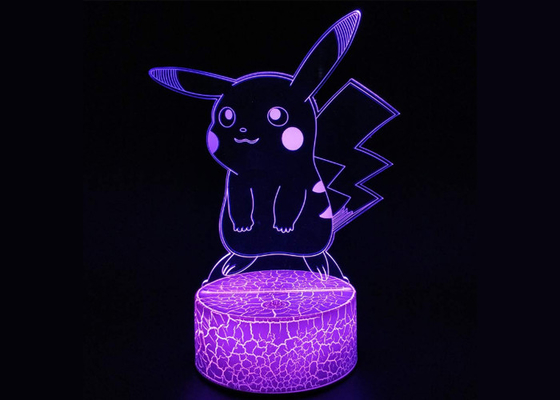 3D LED Illusion Lamps 7 Color Change Touch White Crack Base Power By AA Batteries