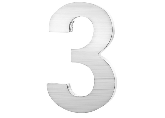 House Stainless Steel Floating Address Numbers 3 Inch With 3M Double Sided Tape