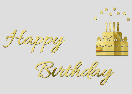 Happy Birthday 3D LED Acrylic Letters Wall Stickers DIY Detachable Self Adhesive