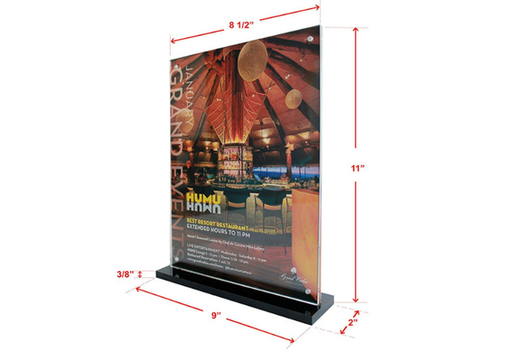 Plastic Stand Up Sign Holder 8.5 X 11 Inch Magnet Button Closures Black Base