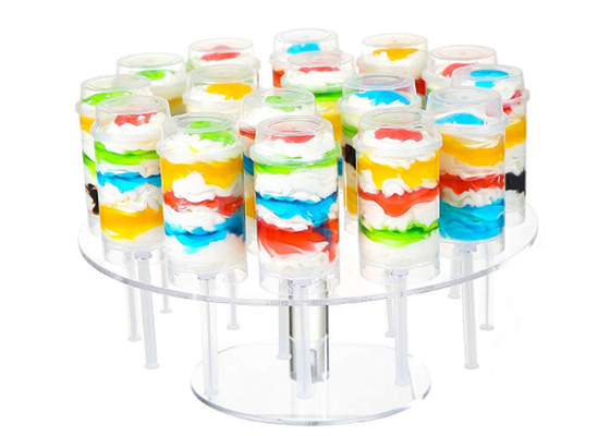 Wedding Round Acrylic Cake Display Stand 16 Holes Clear Push Pop Cake Stand