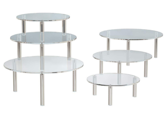 Clear Round Acrylic Cake Display Stand 3 Set for Cupcake Dessert Cake Pizza