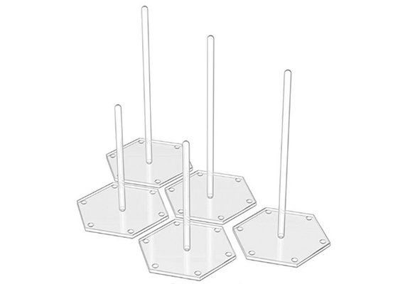 Parties Birthday Acrylic Cake Display Stand 5 Pieces Clear With Hexagon Base