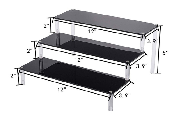 Black Acrylic Cake Display Stand 3 Tier Acrylic Cupcake Stand Impact Resistance