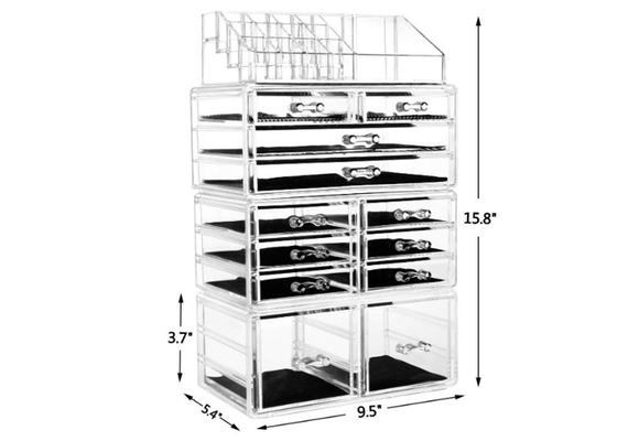 12 Drawers Acrylic Jewelry &amp; Cosmetic Storage Display Boxes Multi Function