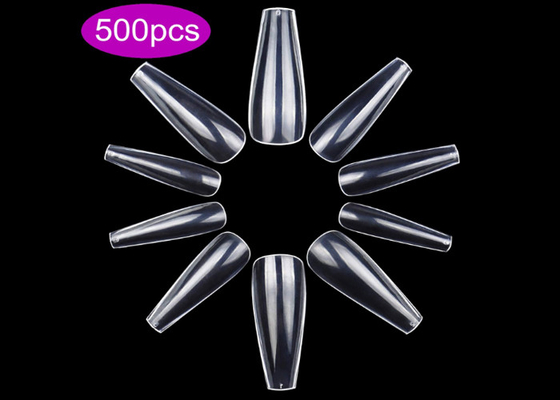 Full Cover Thin Acrylic Nails Clear Coffin Shaped False Nails Eco Friendly